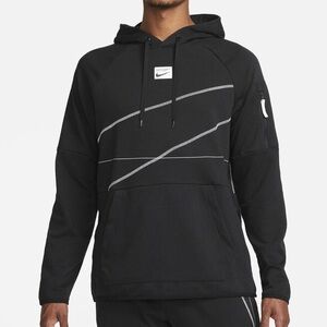 Nike Dri-FIT Black White Stitching Hoodie Men’s S Pullover Fleece Zip Pocket